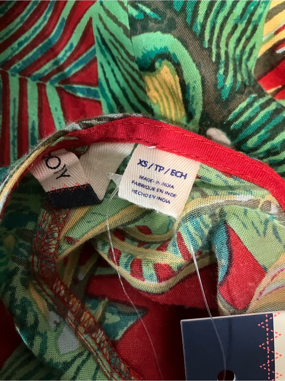 Roxy Red Tropical Print Dress with Green Accents - Picture 3 of 11